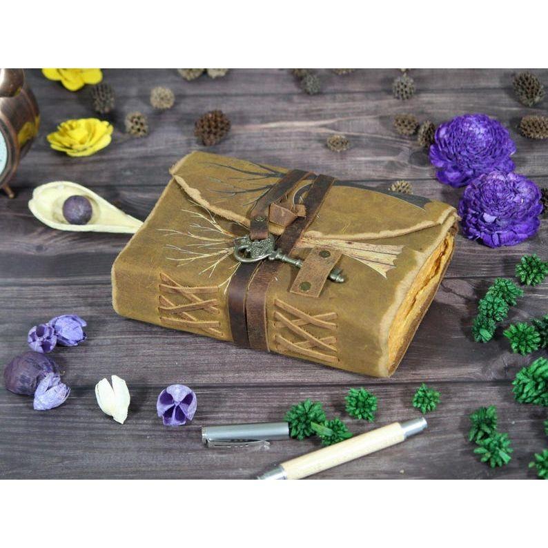 Handmade Leather Journal: Tree of Life Embossed, Vintage Style