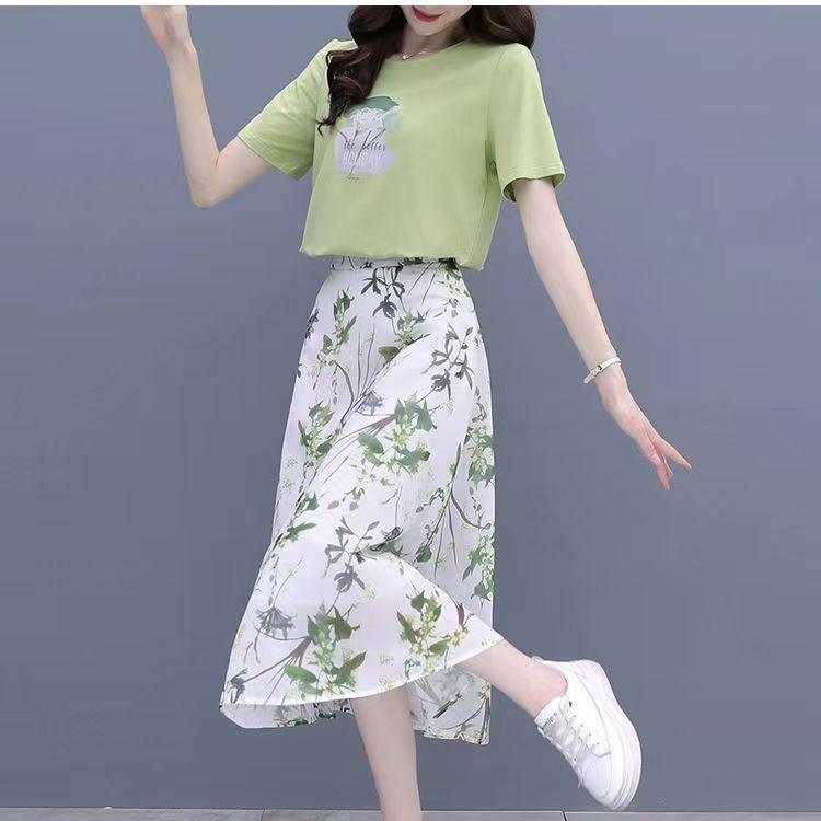 Damen Halblanger Rock Sommer Eis Seide Plisseerock Mittellang Hohe Taille Blumen A-Linien Rock Damen