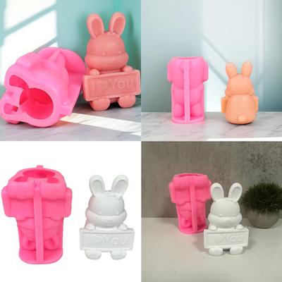 Ausdrucksstarke Hasen Ornamentform Niedlicher Hase mit Schild Silikonform für kreative Liebesgeständnisse und DIY-Basteleien