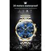OLEVS Men's Analog Watch Blue Waterproof Stainless Steel Band Date Luminous Fashion Business Classic
