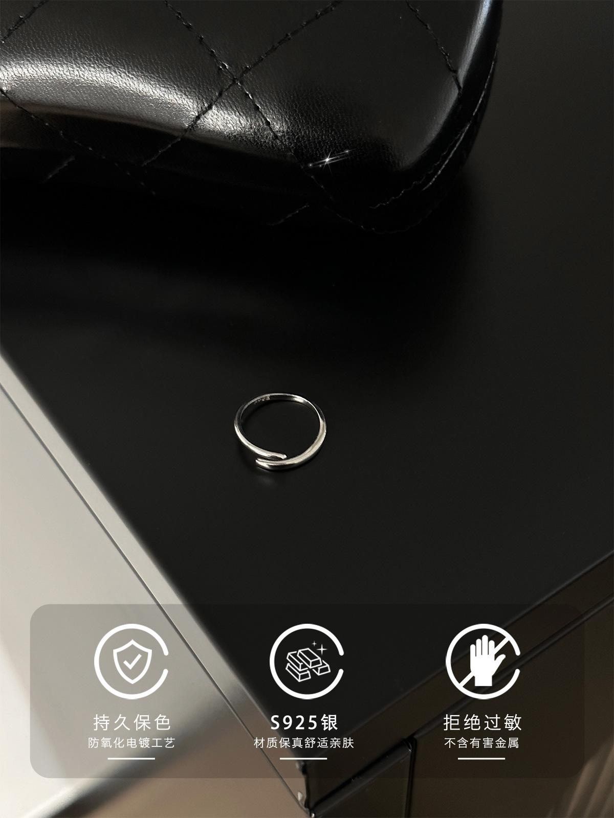 

Французское ретро кольцо из стерлингового серебра 925 пробы, женское индивидуальное модное кольцо с отверстием для холодного ветра, регулируемое кольцо для указательного пальца, дизайн ниши opening adjustable