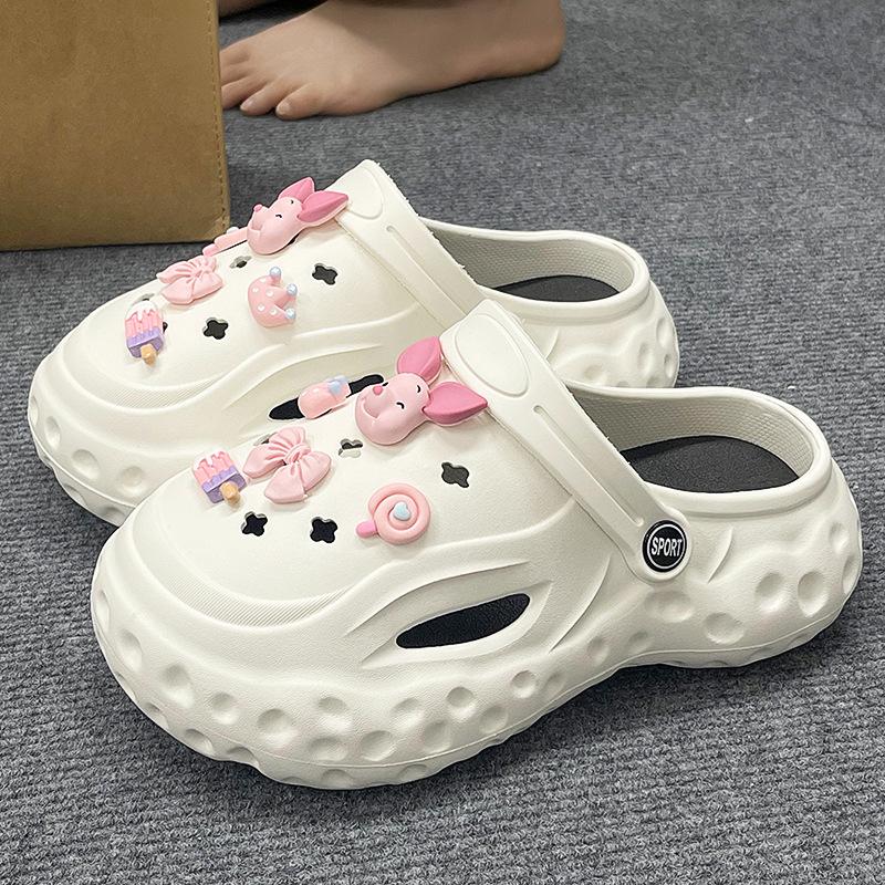 Fashion 2025 Summer Autumn Platform Slippers Woman Men Fashion Clogs With Cute DIY Dog Shoelaces Couples Indoor Street Slides Plus Size