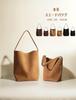 HIKKER-LINK Women's Genuine Leather Bucket Bag, Freestanding Bucket-Shaped Tote Bag, Large Capacity, A4 Size Storage, Multifunctional, Suede Bucket