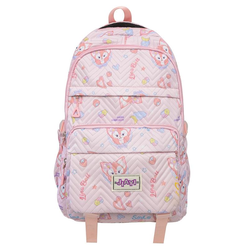Grade 3-6 Schoolbag for Girls Fox Print Backpack Children Lightweight Backpack