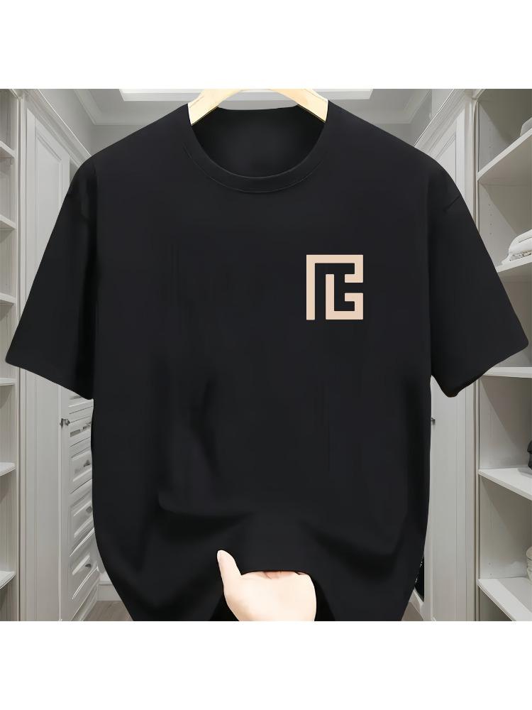 Cotton Fashion Casual Sports Loose Geometric Pattern Print Short Sleeve T-shirt Tops Simple Round Neck Vintage T-shirt Tops