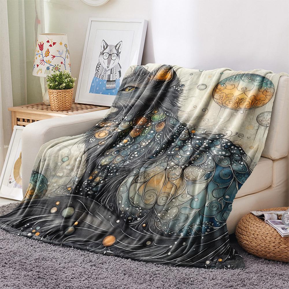 Cute Cats Print Flannel Blanket, High Quality Comfortable for All Seasons, Home Decor, Warmth and Comfort