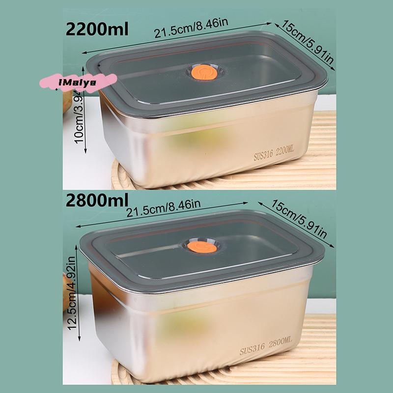316 Stainless Steel Leak-proof Bento Box Sealed Camping Lunch Box Fresh-Keeping Fruit Container for Household Refrigerators