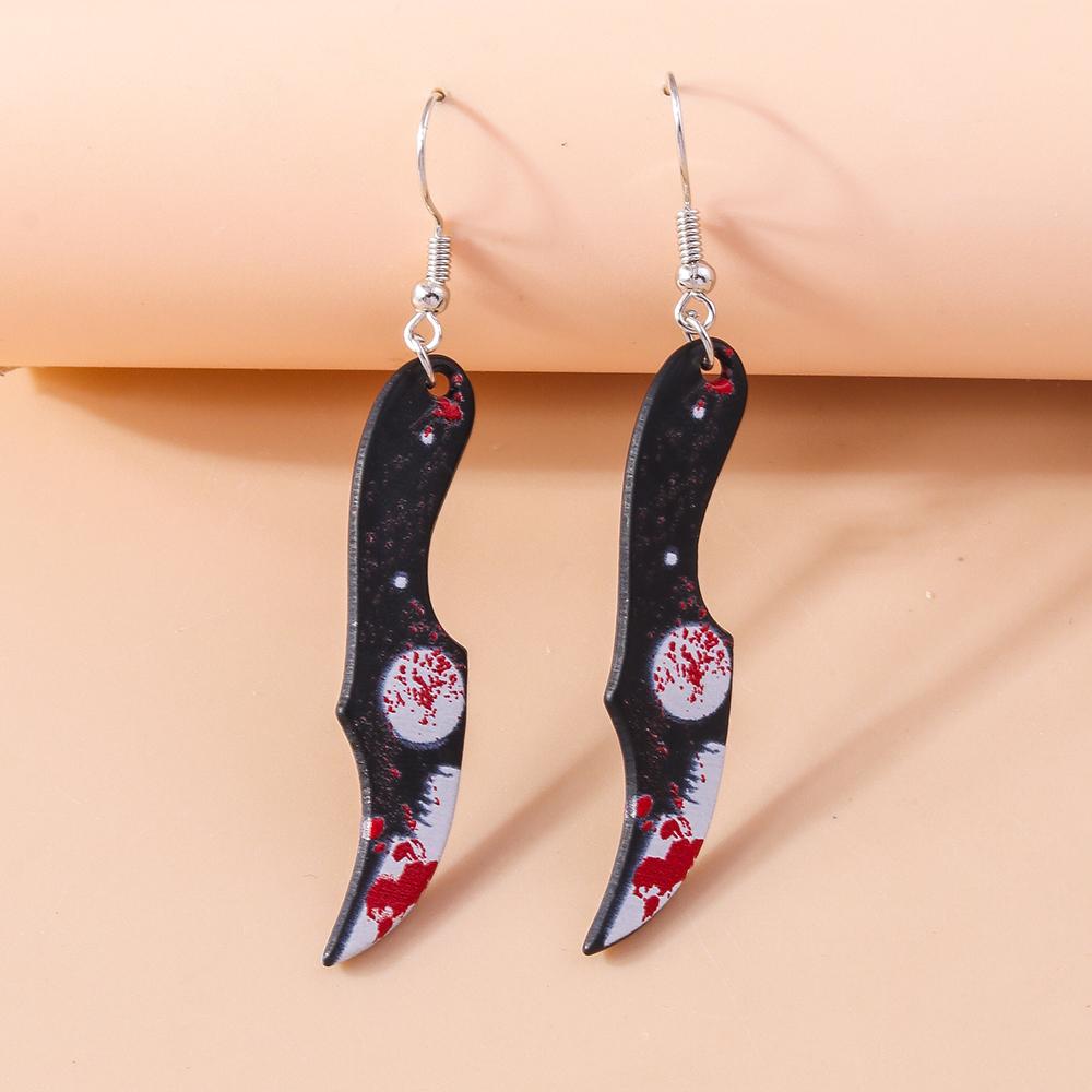Halloween Bloody Knife Drop Earrings Punk Scissors Saw Dangle Hooks Earrings for Women Girls Night Party Jewelry Gifts