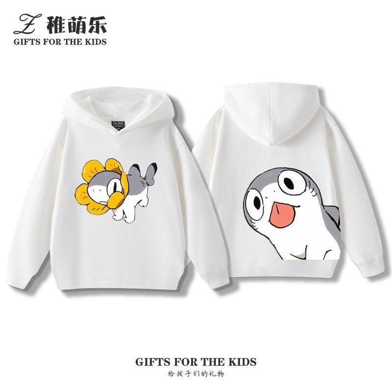 Sudadera con capucha infantil con estampado de dibujos animados para otoño e invierno: ropa deportiva versátil para niños y niñas.