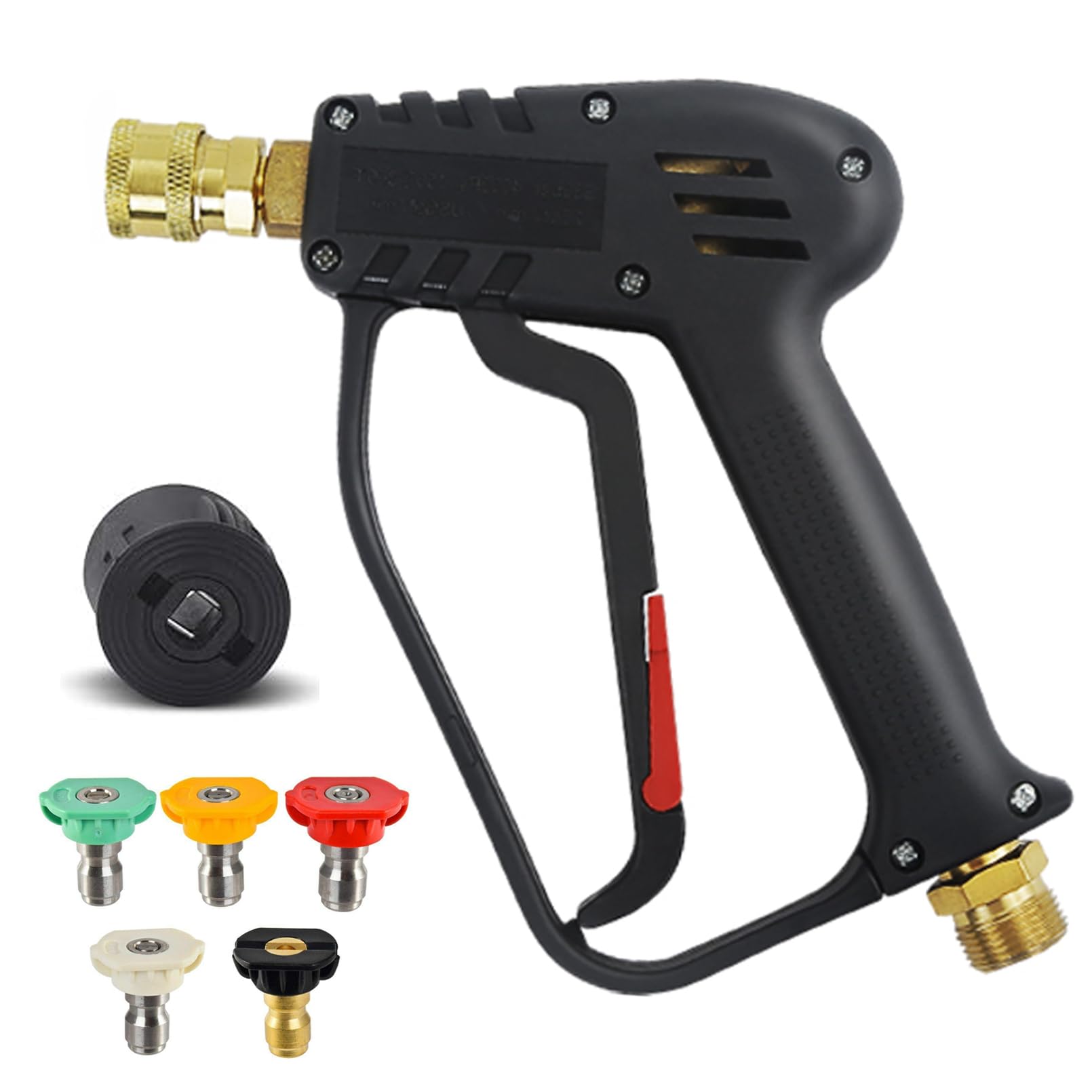 

DERASL Kärcher Short Gun High Pressure Washer Short Gun M22 14mm Fitting 5 Nozzle Tips 4000 PSI (approx. 28 MPa) Nozzle Included Quick Connect Adapter