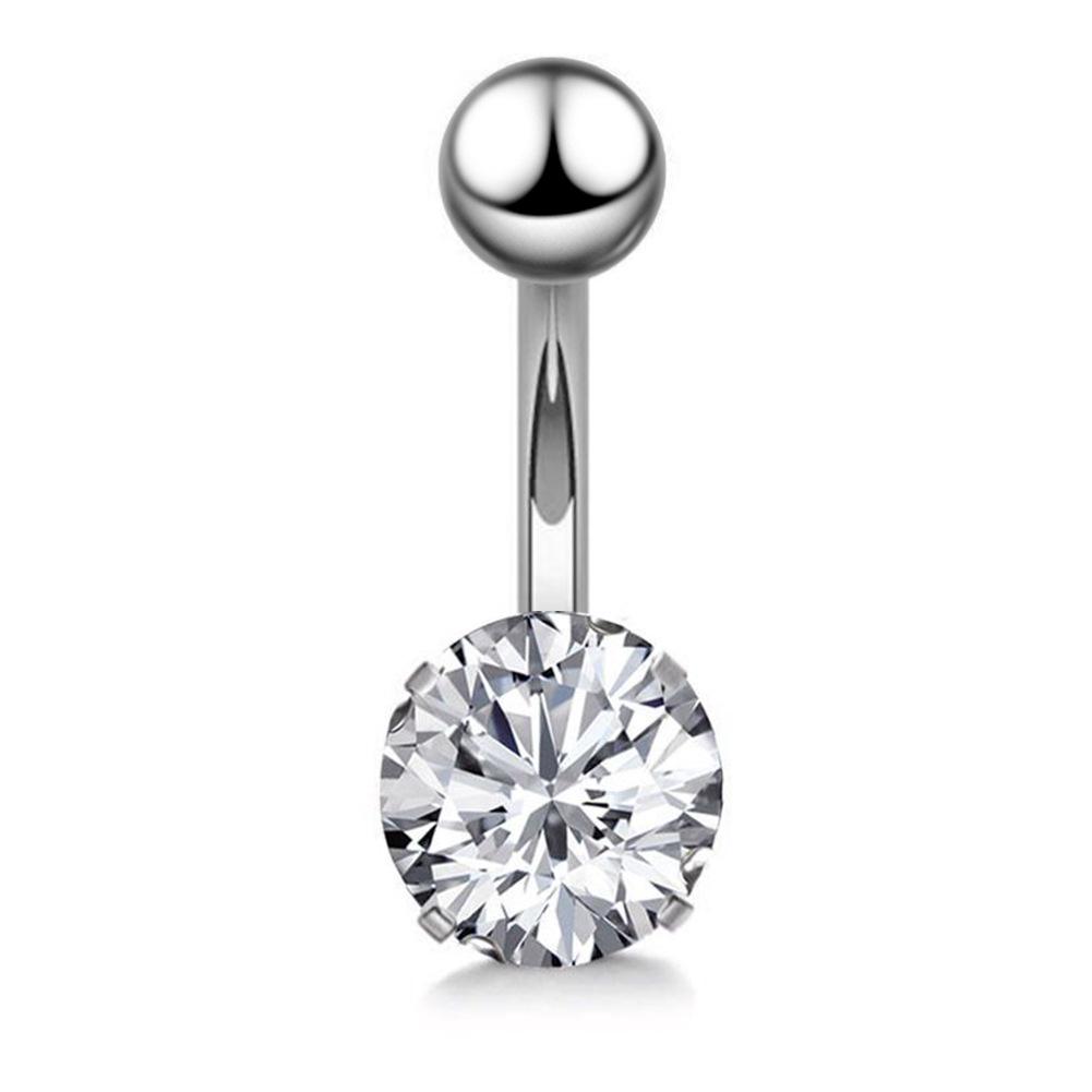 Peach Heart & Star Zircon Stainless Steel Belly Button Ring