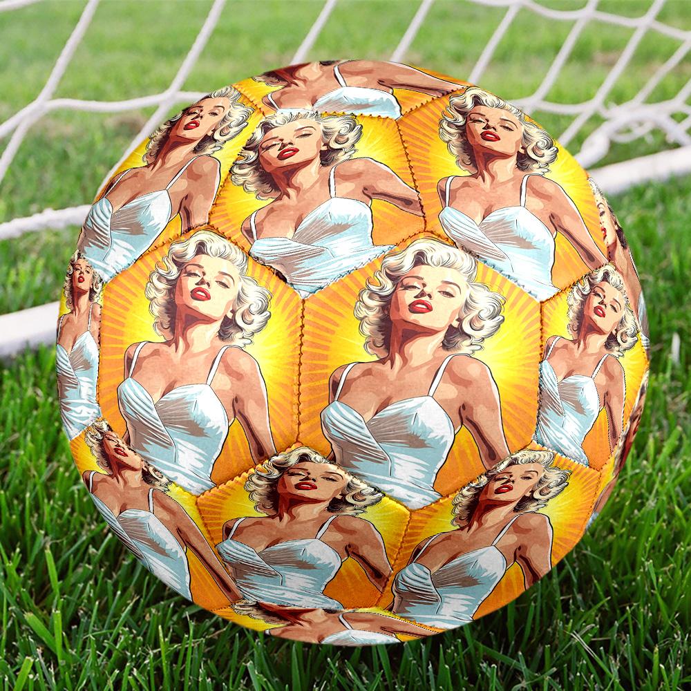 Marilyn Monroe Print Size 5 Soccer Ball, Standard Match Football for Sports Game and Team Practice, Ideal Gift for Soccer Fans