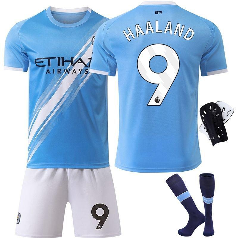 25-26 Manchester City thuistenue, fanversie, shirt met korte mouwen voor kinderen, maat 47 Forden nr.. 9 Haranddoku