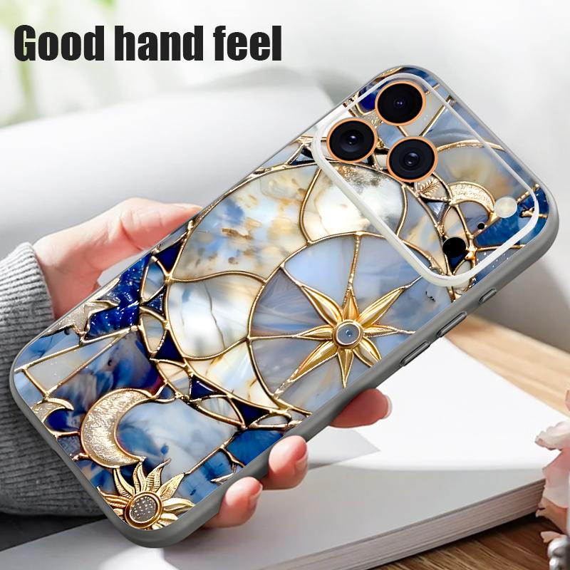 Vintage European Style Case For iPhone 17 Pro Max Magnetic For Magsafe Hybrid Slim Matte Cover For iPhone 16 15 14 13 Pro Max Moon Stars Pattern