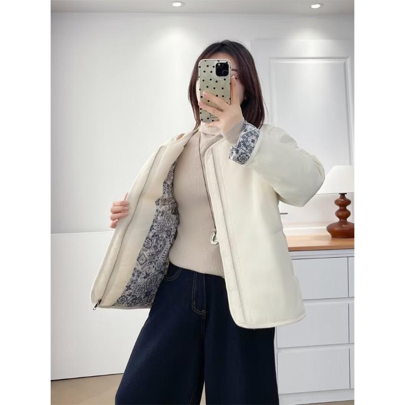 Plus Size Women Vintage Simple Warm Winter Padded Cotton Coat Outerwear