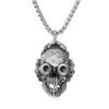 Mens Cyberpunk Skull Pendant Necklace Stainless Steel Box Chain Punk Rock Hip Hop Halloween Accessory
