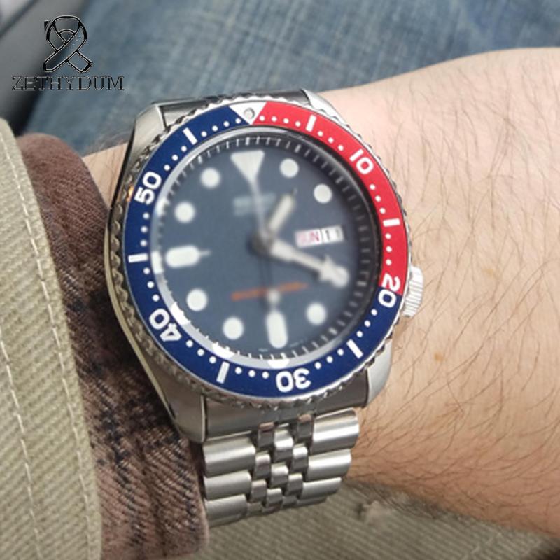 20MM 22MM Para SEIKO SKX007/009 SKX173/175 reloj plateado para hombre pulsera de reloj de acero inoxidable Hebilla plegable para reloj Correa + Herramienta