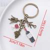 Ancient Bronze Zinc Alloy Wine Opener Keychain with Red Wine Glass Ornament