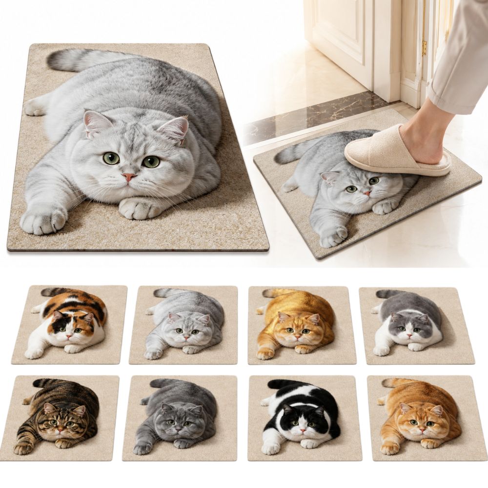 Realistic 3D Cat Floor Mat 40×60CM Bedroom Door Rug Creativity Bathroom Carpet  Home Decor