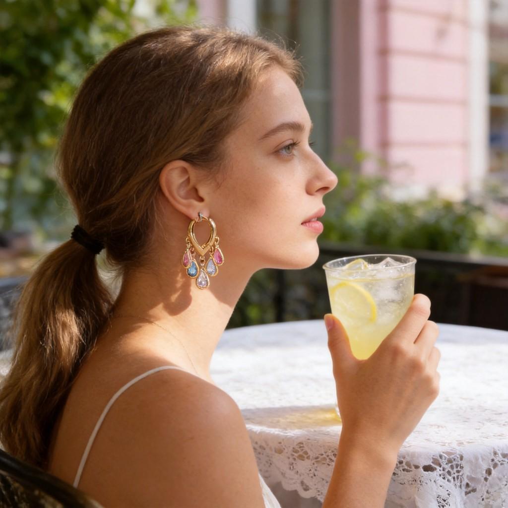 Love Heart Zircon Water Drop Earrings With Zinc Alloy And Electroplating For Women