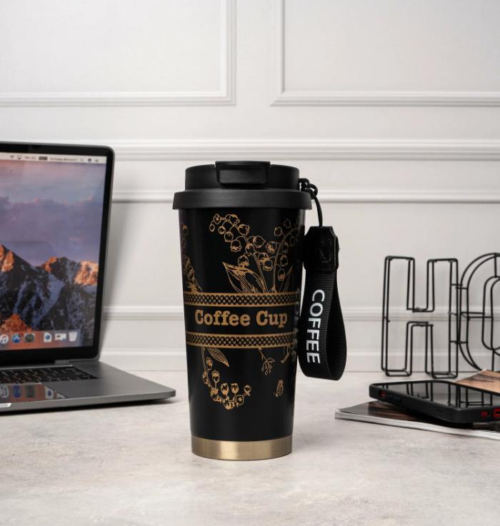 316 Vacuum Flask Coffee Cup Light Luxury Accompanying Lily of the Valley Flower Water Cup Light Luxury Style