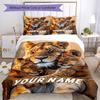 3PC Custom Name Lion Family Hug Bedding Set Duvet Cover Closure Includes 1 Duvet Cover & 2 Pillowcases for Bedroom