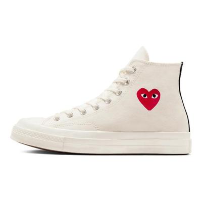 Comme des Garçons PLAY x Chuck 70 High Single Heart - Milk Unisex Sneakers Krämröd Svart A08800C