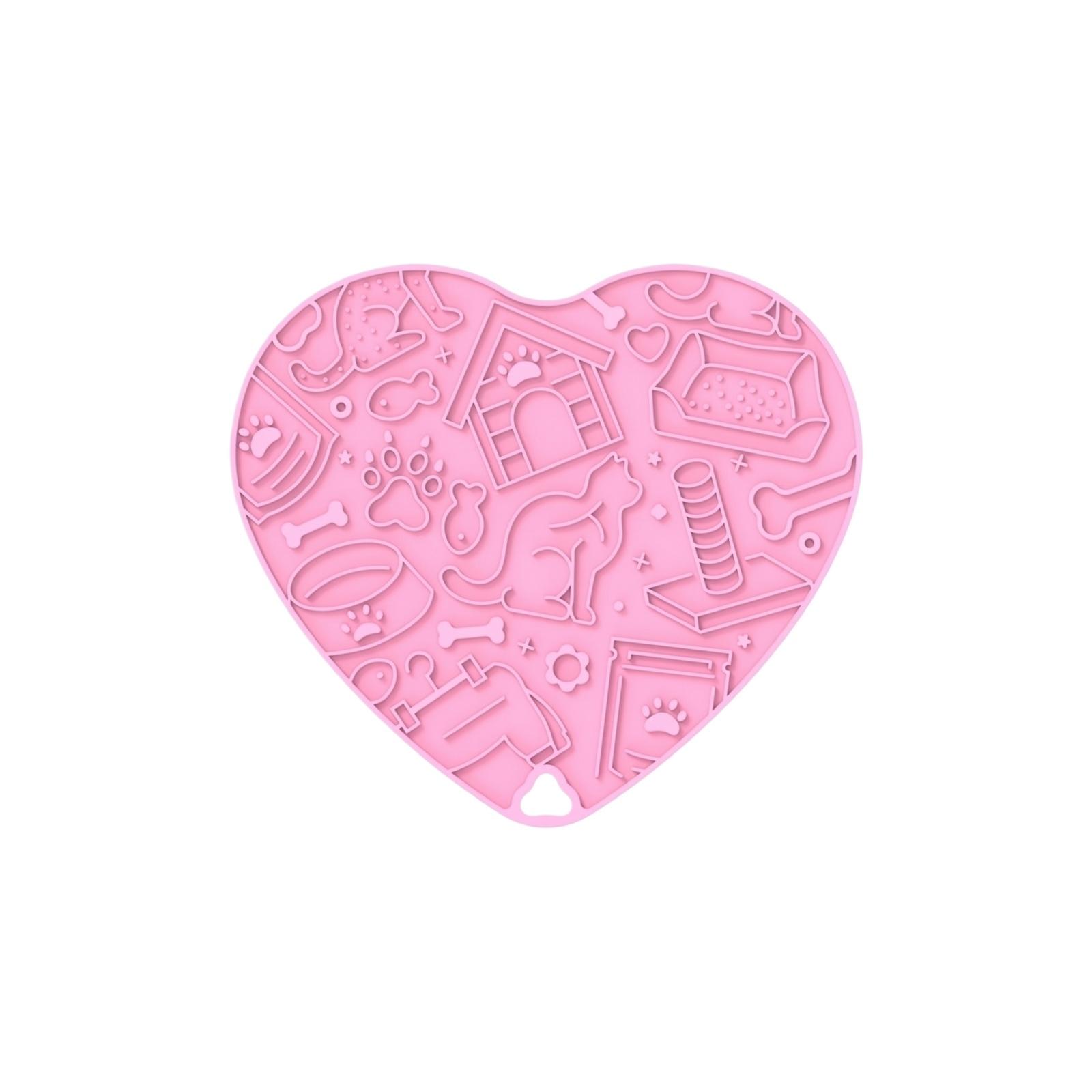 

Heart Shaped Silicone Suction Slow Feeder Mat for Pets Non Slip Licking Pad for Dogs and Cats Anti Choke Feeding Aid One Size рожевий
