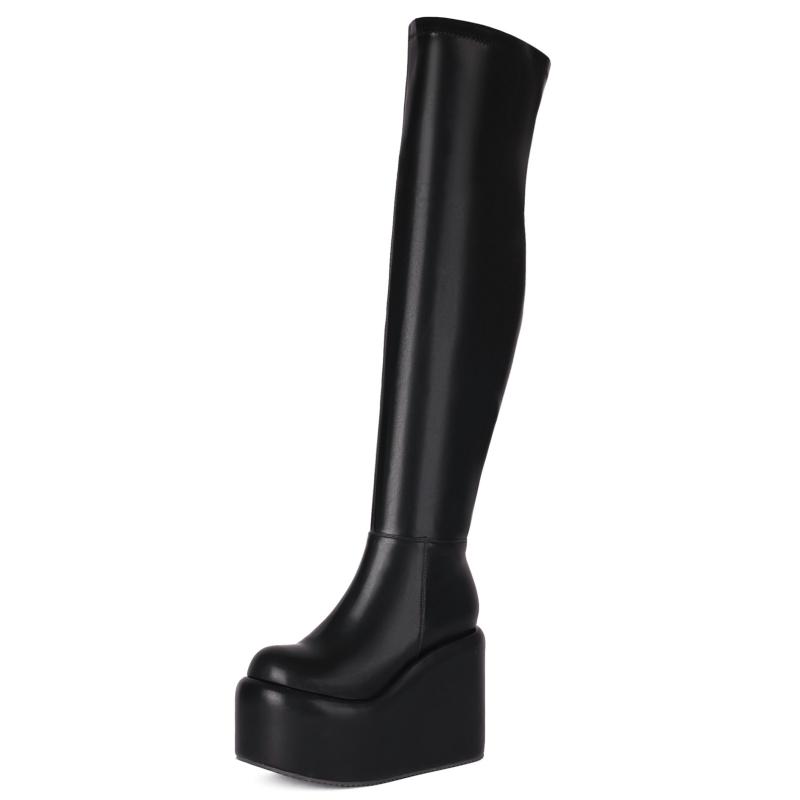 

Platform Over-the-Knee High Boots For Women 2024 Black White Red Wedges Heels Long Thigh High Boot Winter Stripper Shoes Female 39 чорний
