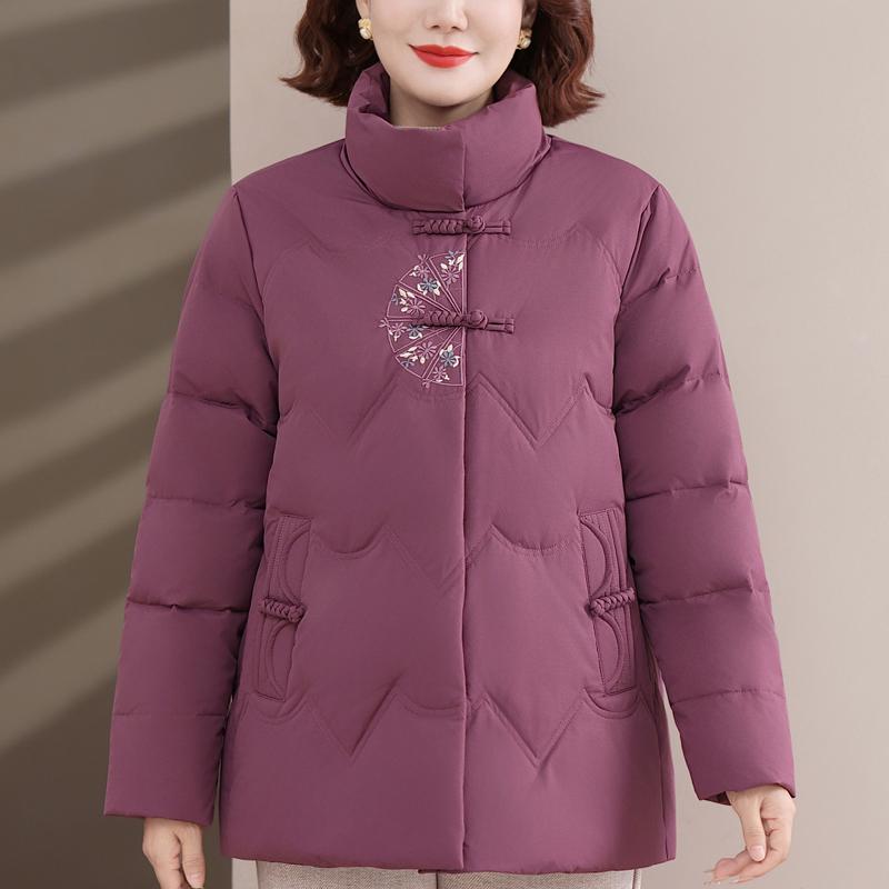 Plus Size Middle Age Women's Winter Down Jackets Thick Warm Embroidery Down Coats Woman Outerwears