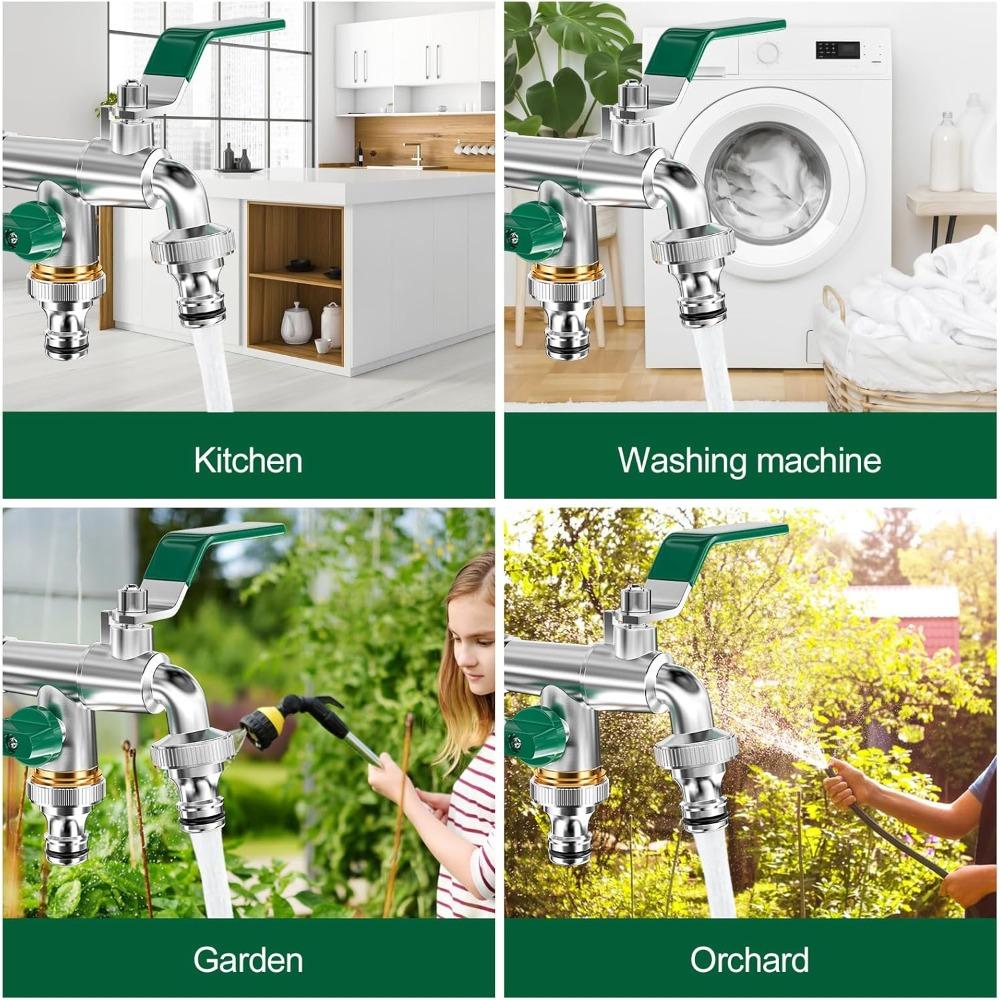 Garden Hose Brass Tap Faucet Adapter 1/2'' IBC Water Tank Connector 2-Way 1-Way Irrigation Joint Replacement Fitting Ball Valve