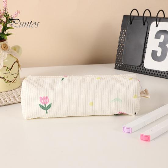 Soft Fabric Pencil Case Cute Floral Case, Mini Cotton Pouch for Pens Pencils Erasers, Lightweight Daily Use Pen Zipper Storage Bag Students,