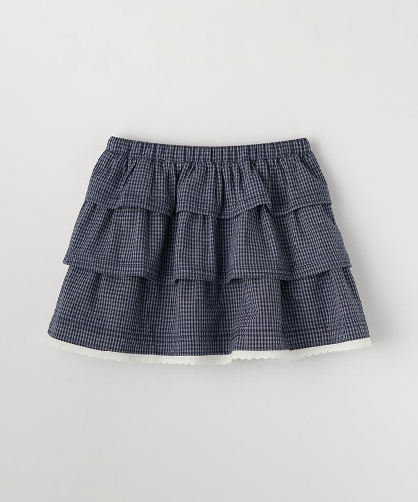 Selliteiljeu Check Cancan Ruffle Mini Skirt_Navy