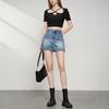 Women's Summer 2025 Slimming Lyocell Denim A-line Mini Skirt for Pear-shaped Figures - Blue with Pockets