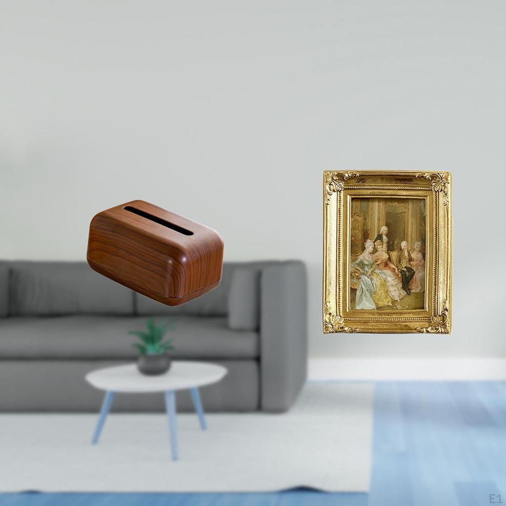 Multifunctional Rectangular Tissue Case Holder And Resin Photo Frame Card Display Organizer for