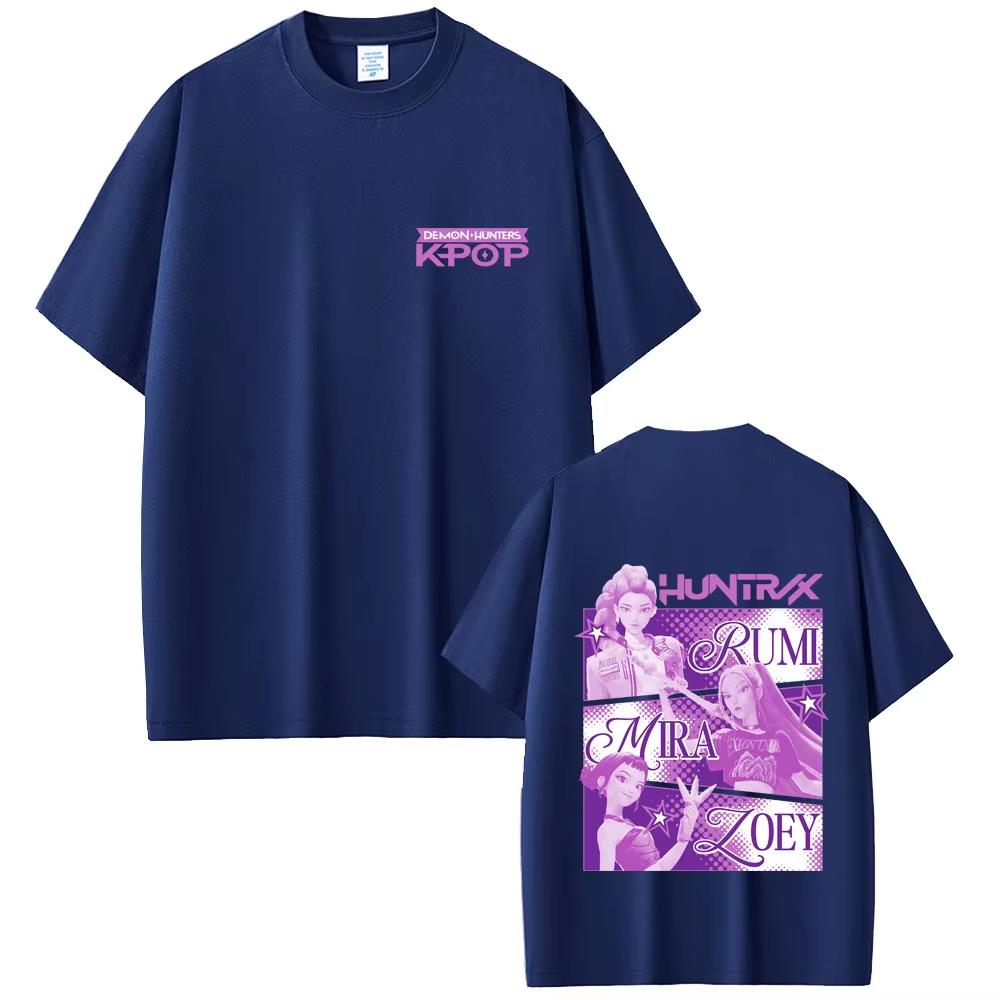 Movie KPop Demon Hunters Rumi Mira Zoey T Shirt Men's Women Fashion Vintage Streetwear Unisex Casual Oversized Crewneck T-shirts