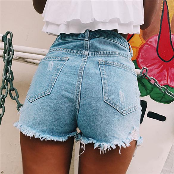 Buy Ripped Denim Shorts Women Cuffed 