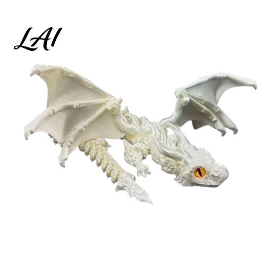 Stress Relief Dragon Ornament 3D Printed Articulated Figurine with Adjustable Wings and Unique Eyes Sculpture Movable Joints for Home Decor