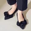 Comfortable Pointed-Toe Knit Brand Low-Heel Pumps for Women Fashion Pleated Design Flats Elegant Commuter Soft-Sole Office Shoes