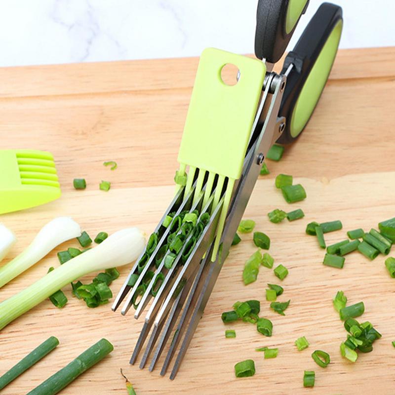 Multi Layer Scissor Kitchen Shears 5 Blade Stainless Steel Scallion Cutter Laver Spices Herb Chive Cutter For Cutting Cilantro