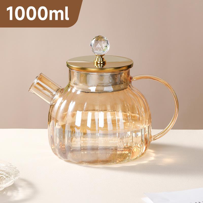 Borosilicate Glass Teapot with Bamboo Lid for Hot & Cold Drinks