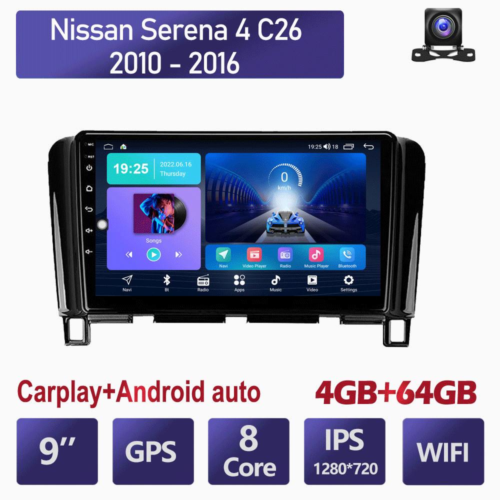 9 Inch Android Carplay For Nissan Serena 4 C26 2010 - 2016 Car Radio Multimedia Video Player GPS Navigation WIFI 4+64GB