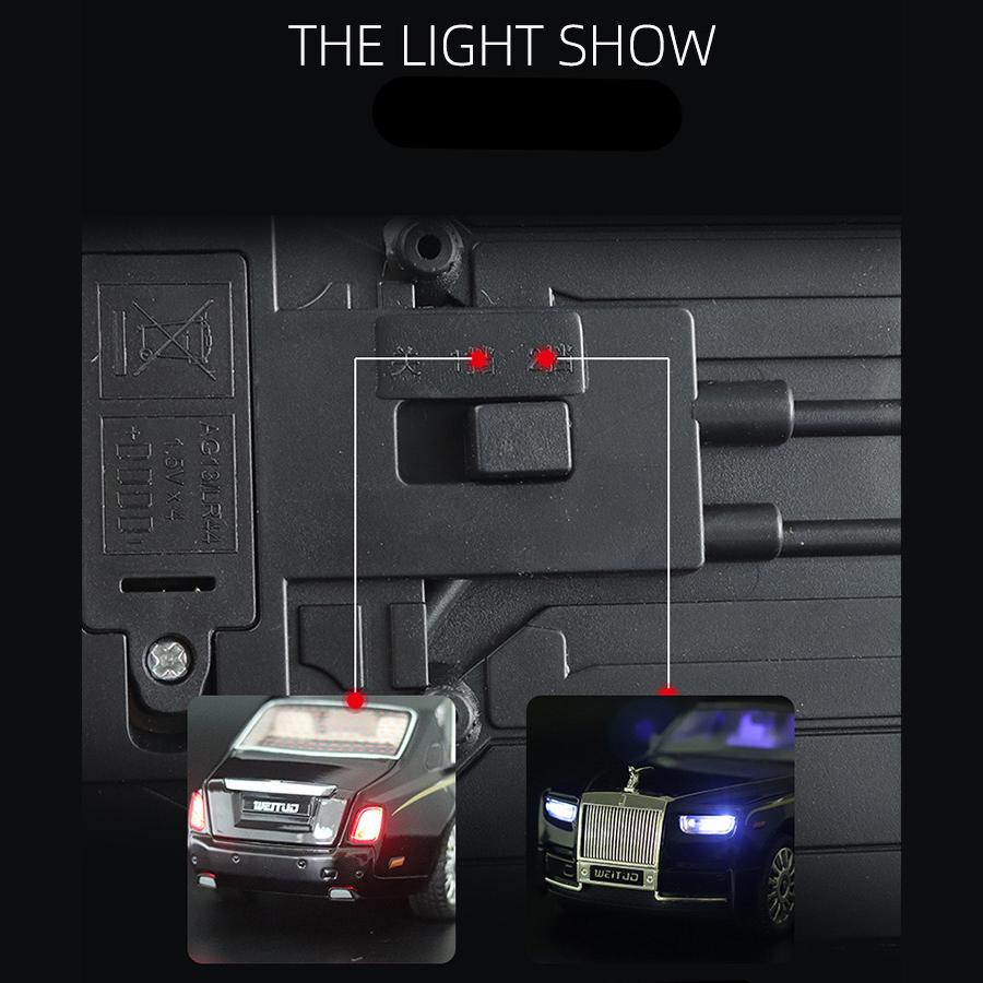 1/20 Scale Phantom Diecast Car Model Toy, Pull Back Toy Vehicle with Sound and Light for Kids Toddler Boys Girls Gift Collection