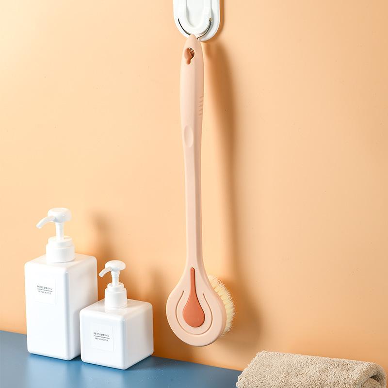 

1 шт., щетка для ванны с длинной ручкой, мягкие волосы, щетка для ванны, шариковая щетка для спины, щетка для ванной комнаты, щетка для тела, грязевой скребок для спины, массажная щетка для душа розовый