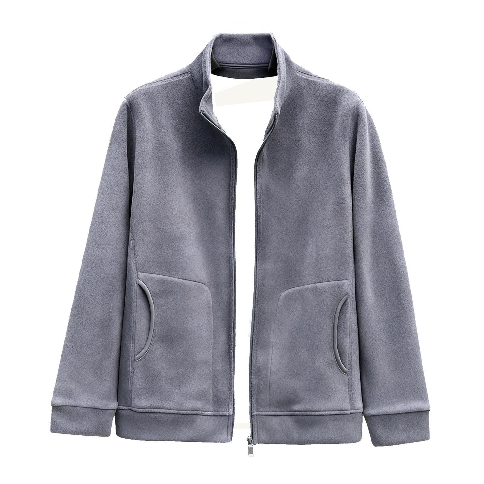 

Men s Casual Solid Color Stand-up Collar Zipper Cardigan Jacket, Men s Thickened Warm Fleece Long-sleeved Jacket XL