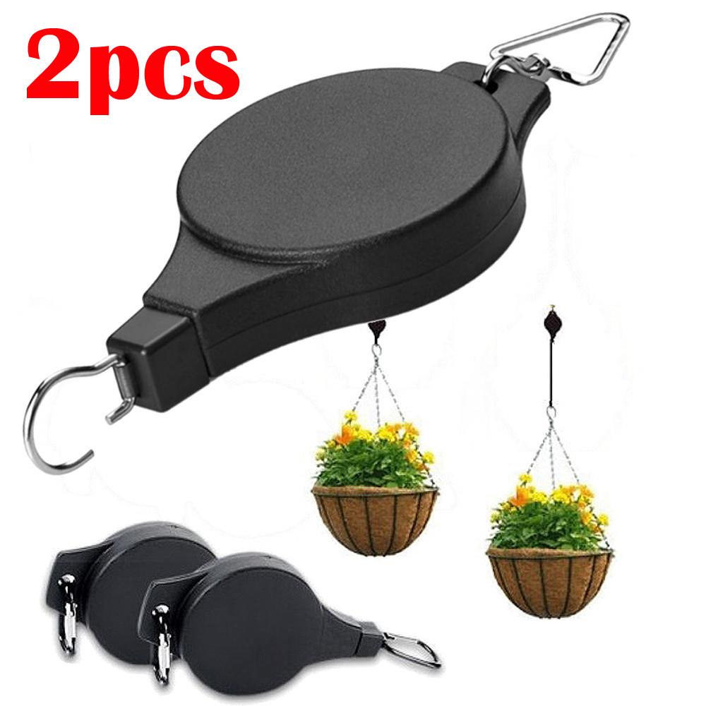 2x Plant Pulley Retractable Hanger Hanging Planter Flowers Basket Hook Pot Hook 2x Plant Pulley Retractable Hanger Hanging Planter Flowers Basket Hook Pot Hook