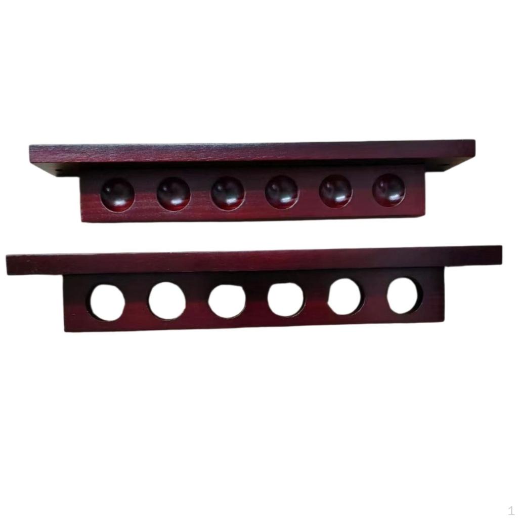 6Hole Cue Rack Wooden WallAttached Space Saving for Billiards Participants, Game Room