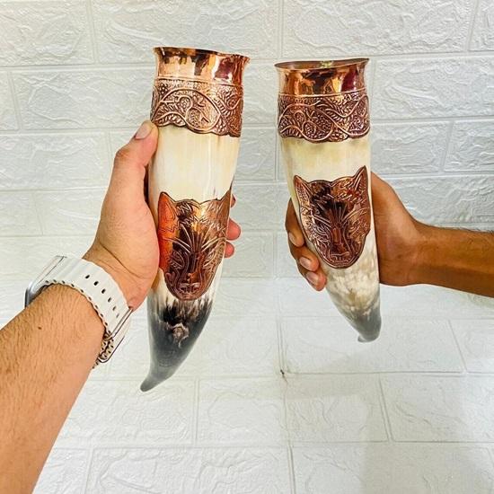 Zestaw 2 Rogów do Picia Wikingów Autentyczny Wikingowski Prezent Ślubny Prezent dla Drużbów i Druhen