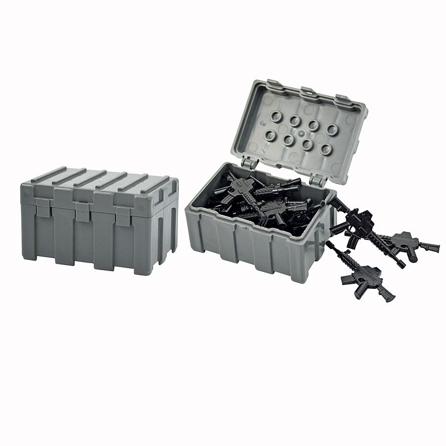 4Pcs WW2 Military Weapons Box Model Building Blocks Construction Toy Guns Case Bricks MOC SWAT Equipment Weapon Box for Kids
