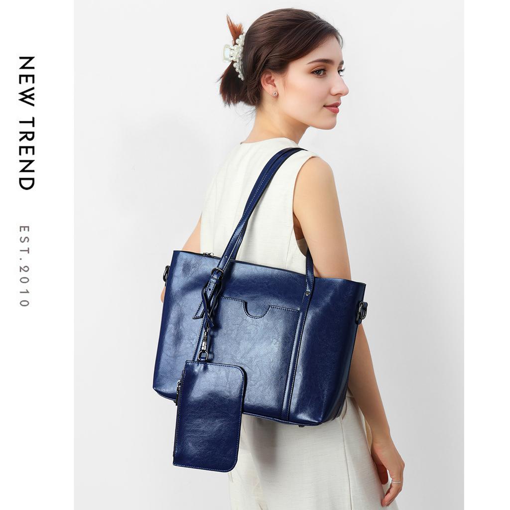 Large Capacity High-End New Trendy Korean Version Versatile Tote Bag Laptop Bag Single Shoulder Commuter Genuine Leather Women's Bag